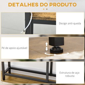 Consola de Entrada com Prateleiras Abertas Antivolteio Móvel de Entrada para Sala Corredor 120x23x75 cm Castanho