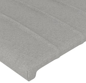 Cabeceira cama c/ luzes LED tecido 100x5x118/128cm cinza-claro