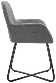 Cadeiras de jantar 6 pcs tecido cinzento-escuro