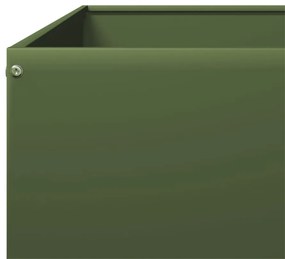 Canteiro elevado de jardim 100x100x26 cm aço verde azeitona