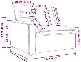Módulo de sofá modular com braço e almofadões 100 cm