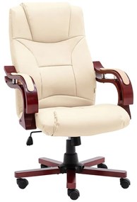 vidaXL Cadeira de escritório couro genuíno cor creme