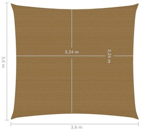 Para-sol estilo vela 160 g/m² 3,6x3,6 m PEAD cinza-acastanhado