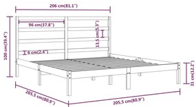 Estrutura de cama 200x200 cm pinho maciço branco