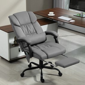 Cadeira de Escritório com Massagem de 6 Pontos Encosto Alto Reclinável Apoio para Pés e Controlo Remoto 66x75x112-122 cm Cinza