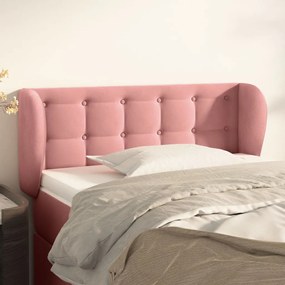 vidaXL Cabeceira de cama c/ abas veludo 103x23x78/88 cm rosa