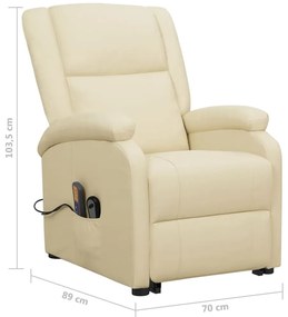Poltrona de massagens elevatória couro artificial cor creme