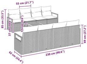 Conjunto de Sofá de Jardim 9 Peças com Almofadas Pretas em Rattan Sint