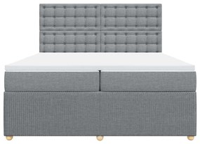 Cama com molas/colchão 200x200 cm tecido cinza-claro
