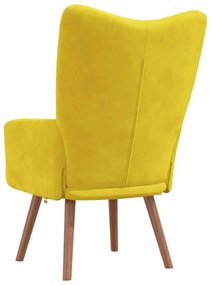 Cadeira de descanso veludo amarelo mostarda