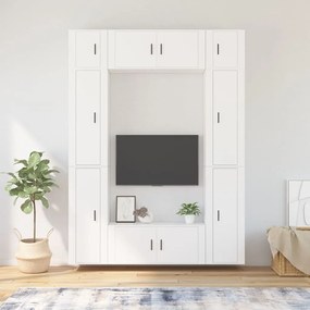 vidaXL Conjunto móveis de TV 8 pcs madeira processada branco
