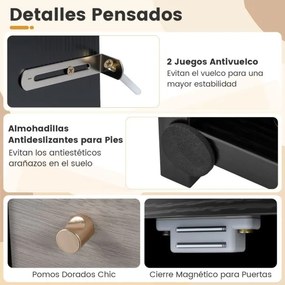 Móvel para TV com luzes LED 147 x 40 x 60 cm para televisores de 65" Centro de entretenimento com estante ajustável Preto