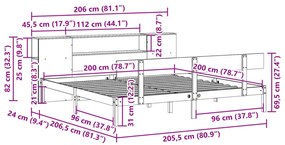 Cama com estante sem colchão 200x200 cm pinho maciço