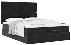Estrutura de cama otomana com colchões 140x190 cm veludo preto