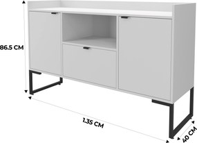 Aparador TOKYO com 2 Portas, 1 Gaveta e Estrutura Metálica Preta – 135