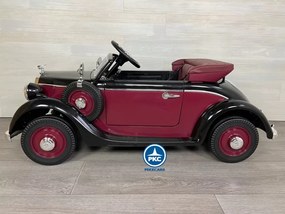 Carro elétrico para crianças Audi retro Horch 12V, Rodas de espuma, Assento de couro Vermelho e preto