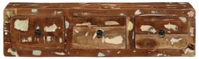 Armário de TV para parede 100x32x25cm madeira recuperada maciça