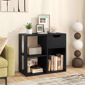 Estante de 3 cubos com gaveta  60 x 30 x 53 cm moderna e simples Preta