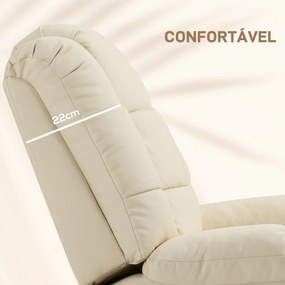 Poltrona de Massagem Poltrona Relax Reclinável com 8 Pontos de Massagem Controlo Remoto Estofada em PU 94x99x99 cm Creme