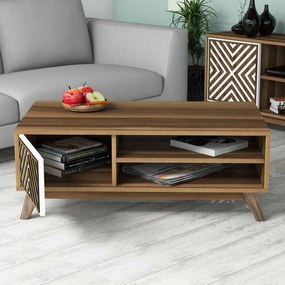 Mesa de Centro Inci – Nogueira e Branco – 105x38,2x60 cm