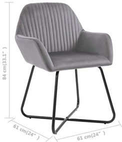 Cadeiras de jantar 2 pcs veludo cinzento