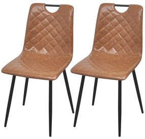 vidaXL Cadeiras de jantar 2 pcs couro artificial castanho-claro