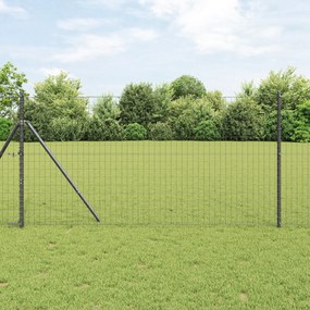 Cerca Euro com 7 Postes 1.2x10 m Aço Galvanizado Cinza