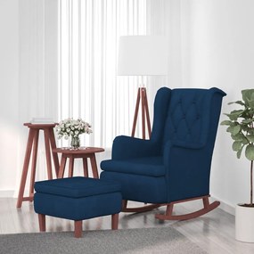 vidaXL Poltrona com pernas de baloiço e banco veludo azul