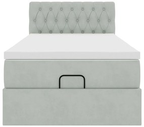 Estrutura cama otomana colchão 90x200 cm veludo cinzento claro