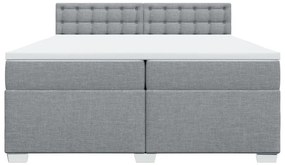 Cama com molas/colchão 200x200 cm tecido cinza-claro