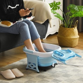 Massajador de pés portátil com função de bolha de temperatura ajustável e roletes electrónicos 42 x 40 x 24 cm Azul