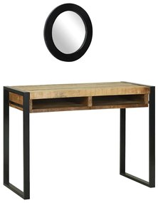 vidaXL Mesa de vestir com espelho Castanho Madeira de mangueira maciça