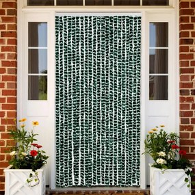 Cortina anti-insetos 90x200 cm chenille verde e branco