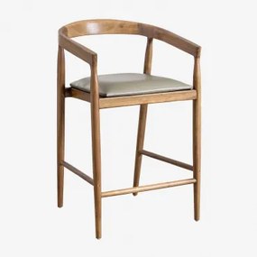 Banqueta Alta De Couro Visby (70 Cm) Verde Bambu - Sklum