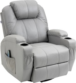 HOMCOM Poltrona de massagem com apoio para os pés, 8 pontos de vibração, 5 modos, incl. controle remoto, Cinza claro | Aosom Portugal