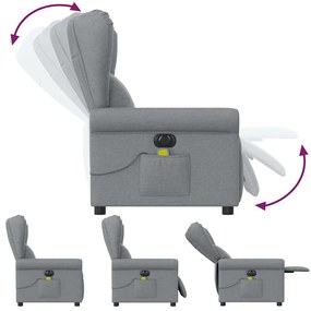 Poltrona de massagens reclinável elétrica tecido cinzento-claro