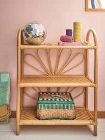 Estante biblioteca em rattan com 3 níveis, Flor madeira