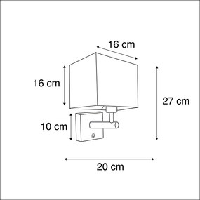 Candeeiro de parede preto com USB e máscara quadrada preta - Combi 1 Moderno