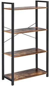 Estante industrial com 4 níveis Estante emoldurada metálica para plantas Casa Escritório 66 x 30 x 120 cm Castanho