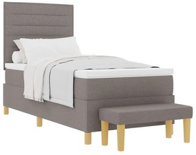 Cama Box com Colchão e Banco Taupe 100x200 cm Tecido