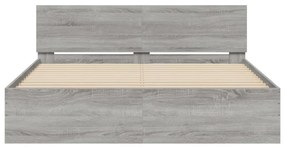Estrutura de cama com cabeceira 140x200 cm cinzento sonoma