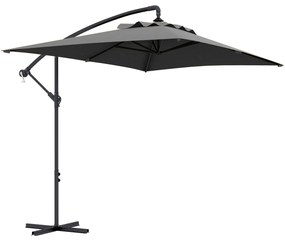 Outsunny Chapéu de Sol Excêntrico 294x193 cm Chapéu de Sol de Jardim com Base Cruzada e Manivela Impermeavel Proteção UV Cinza Escuro