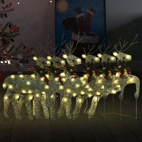 vidaXL Renas de Natal 6 pcs 120 luzes LED dourado