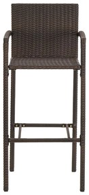5 pcs conjunto de bar p/ jardim acácia maciça/vime PE castanho