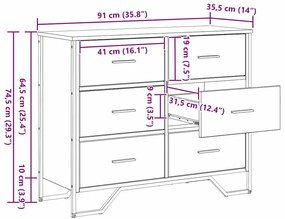 Cômoda Madeira Velha 91x35.5x74.5 cm Madeira de Engenharia