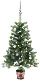 vidaXL Árvore Natal artificial pré-iluminada c/ bolas 90 cm verde