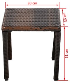 Espreguiçadeiras com mesa 2 pcs vime PE castanho