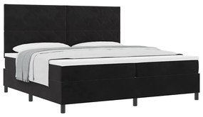 Cama Box com colchão preta 200x200 cm de veludo
