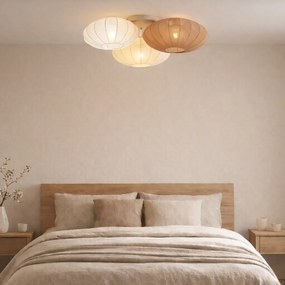 Plafon Japandi branco com bege e castanho 3-luzes - Multi Bida