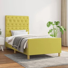 vidaXL Estrutura de cama c/ cabeceira tecido 80x200 cm verde